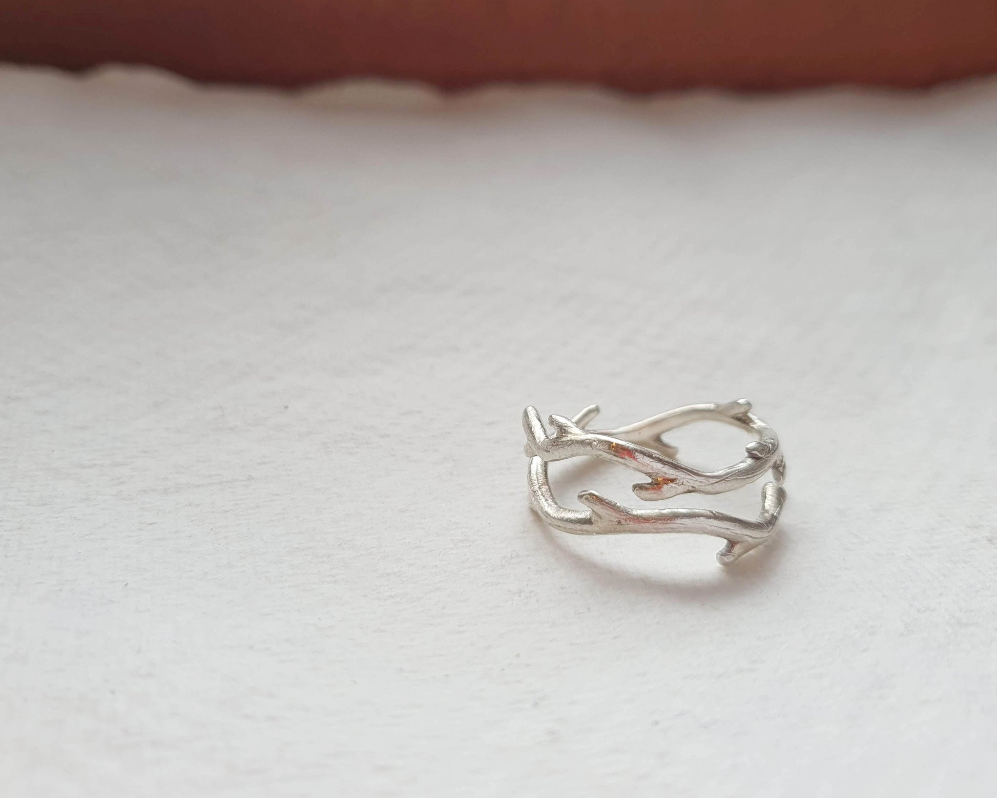 silver twig ring