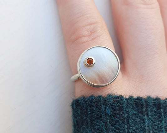 Mimi Ring : Silver : Hessonite Garnet
