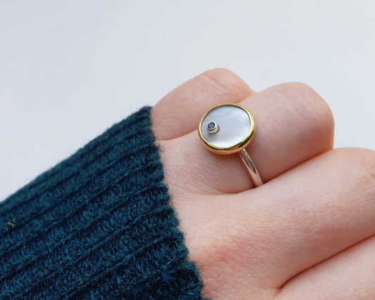 Mimi Ring : Silver+Brass : Sapphire